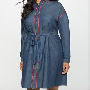 Eloquii Chambray Belted Shirt Dress